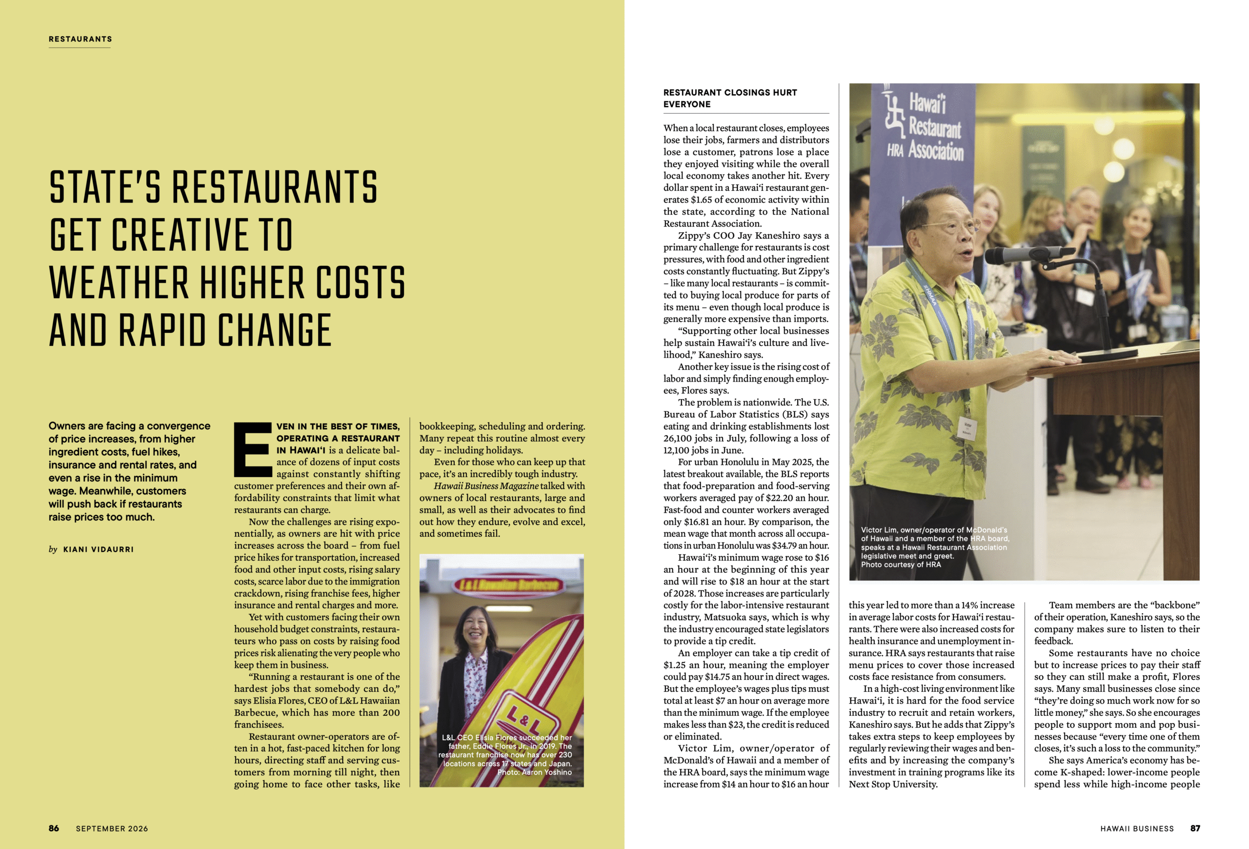 Hawaii Business Magazine – September 2026 – HRA Feature